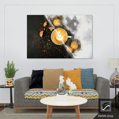 لوحة جدارية بالبسكويت والقهوة - F47