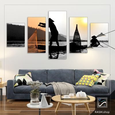 لوحات جدارية مزخرفة بالبحر والغروب - M39