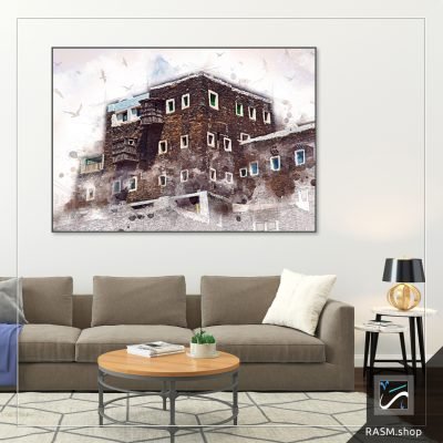 لوحات جدارية تراثية لبيوت من الطين - M98