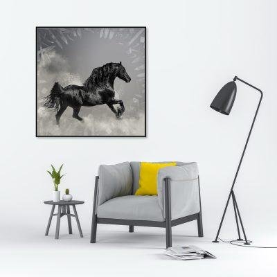 لوحة جدارية خيل أسود كانفس - B2