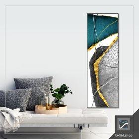 لوحة تجريدية يتمازن فيها الرمادي مع الذهبي والتركوازي T56-15050