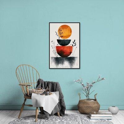 لوحة جدارية مينيمال فاخرة – شمس برتقالية بتصميم بسيط على كانفاس- MRT-11006