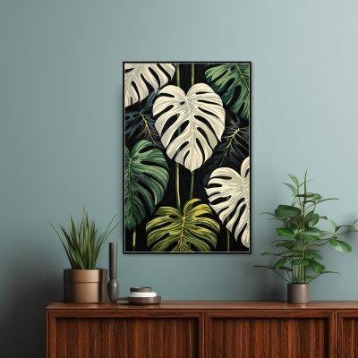 لوحة جدارية كانفس أوراق نباتات استوائية - MRT-1517-F