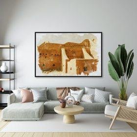 لوحة جدارية كانفس لمنازل الطين من التراث السعودي MRSA-0013