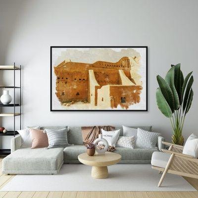 لوحة جدارية كانفس لمنازل الطين من التراث السعودي MRSA-0013