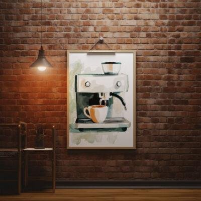 لوحة مكينة الإسبرسو بالألوان المائية - MRC-101224