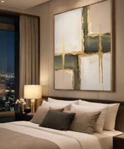 لوحة جدارية – تكوين تجريدي بتفاصيل ذهبية - Rasm-mad-48