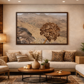 لوحة جدارية فاخرة – طبيعة جبلية بتصميم فني هادئ على كانفاس RASM0825