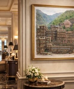 لوحة جدارية معالم عسير قرية رجال ألمع