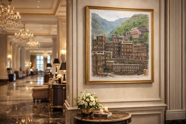 لوحة جدارية معالم عسير قرية رجال ألمع